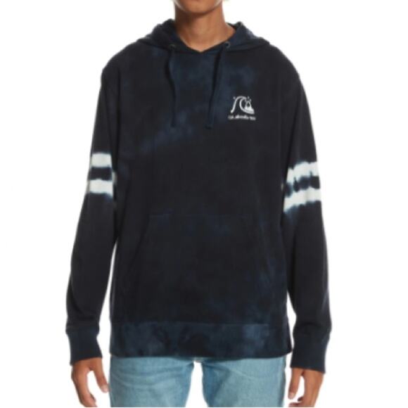 Quicksilver Mens M Engineered Tie-Dye Organic Cotton Hoodie in Navy Blue NEW - Picture 1 of 11